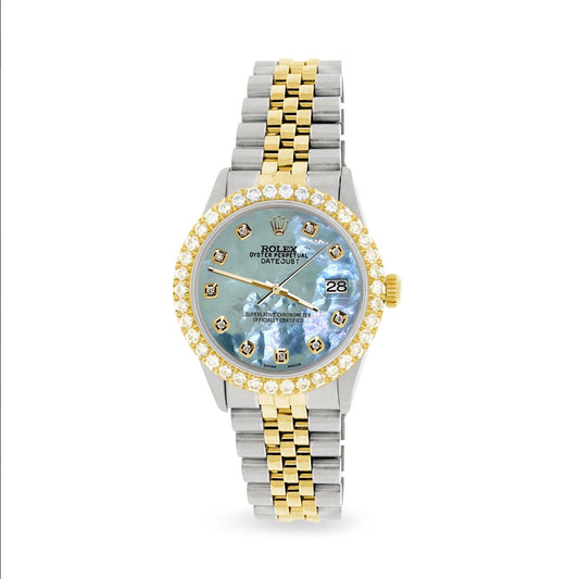 title:Rolex Datejust 2-Tone 3.05ct Diamond Bezel/Tahitian Blue MOP Diamond Dial TFJ-142508546;color:not applicable