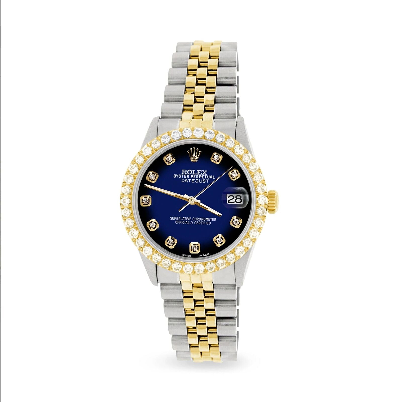 title:Rolex Datejust 36mm 2-Tone Watch 3.05ct Diamond Bezel/Blue Vignette Diamond Dial TFJ-142508541;color:not applicable