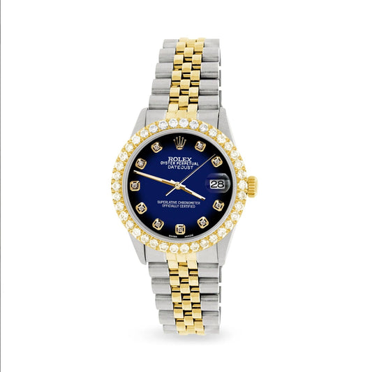 title:Rolex Datejust 36mm 2-Tone Watch 3.05ct Diamond Bezel/Blue Vignette Diamond Dial TFJ-142508541;color:not applicable