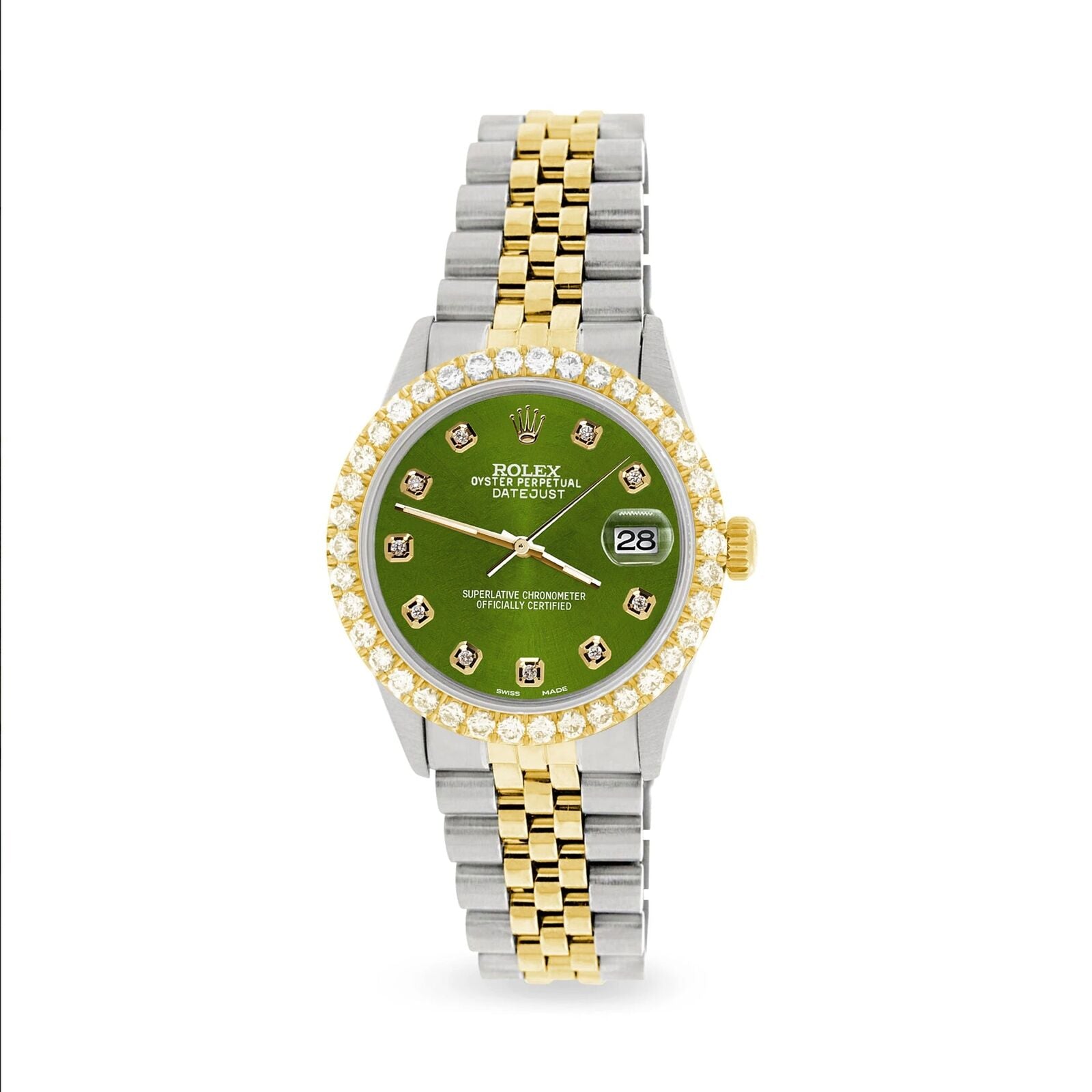 title:Rolex Datejust 36mm 2-Tone Watch 3.05ct Diamond Bezel/Royal Green Diamond Dial TFJ-142508539;color:not applicable