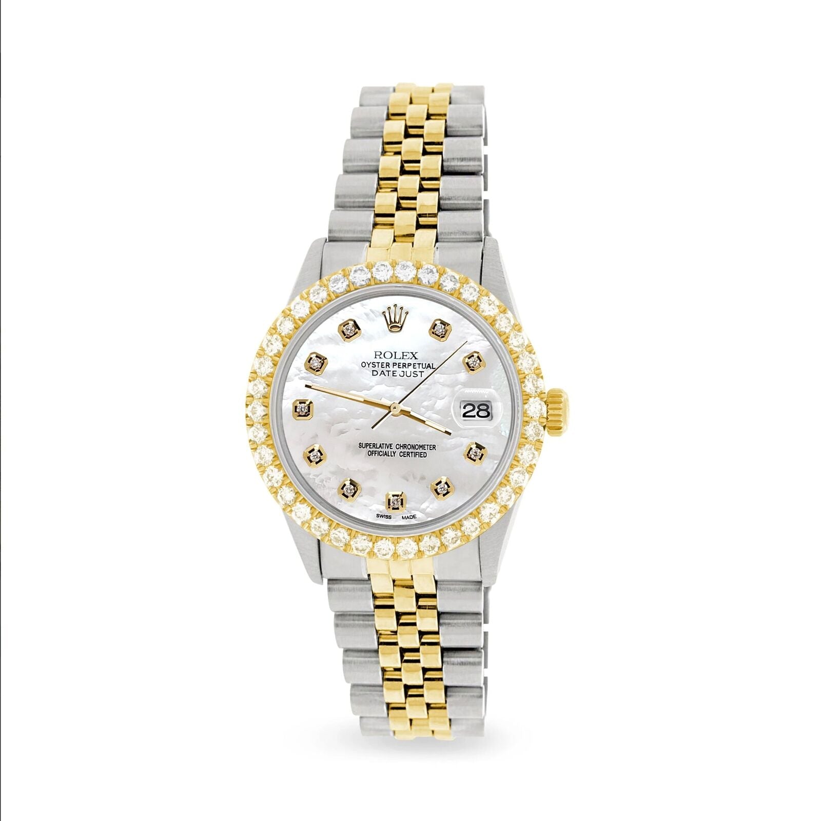 title:Rolex Datejust 36mm 2-Tone Watch 3.05ct Diamond Bezel/White MOP Diamond Dial TFJ-142508531;color:not applicable