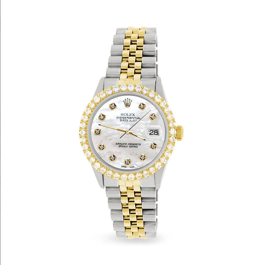 title:Rolex Datejust 36mm 2-Tone Watch 3.05ct Diamond Bezel/White MOP Diamond Dial TFJ-142508531;color:not applicable