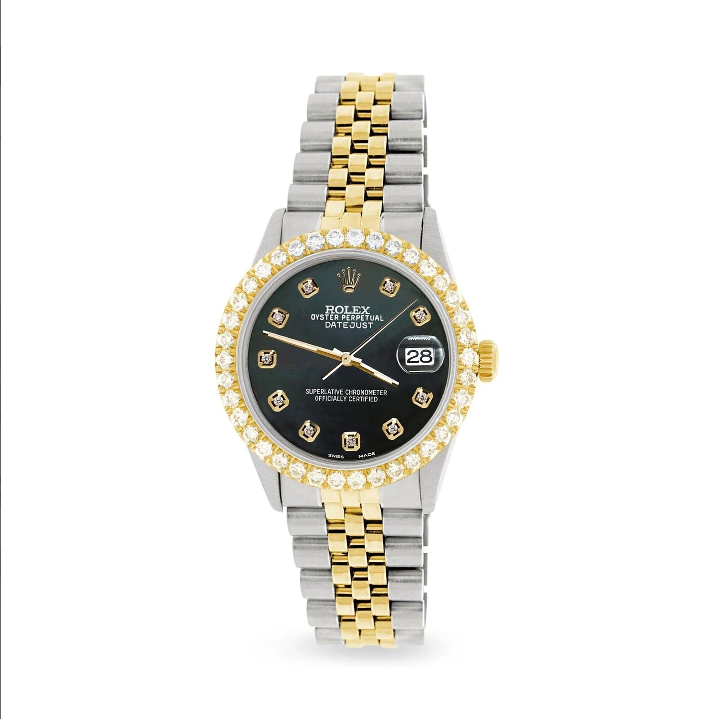 title:Rolex Datejust 36mm 2-Tone Watch 3.05ct Diamond Bezel/Black MOP Diamond Dial TFJ-142508528;color:not applicable