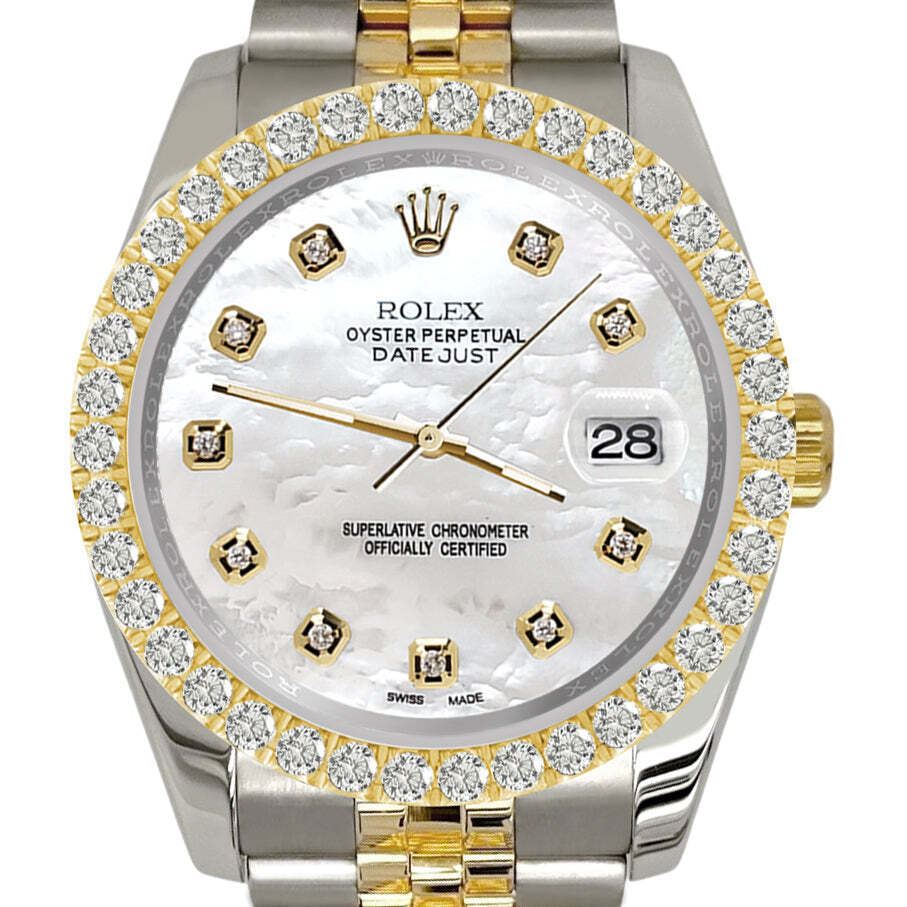 title:Rolex Datejust  36mm 2-Tone Diamond Bezel/White MOP Dial Jubilee Watch TFJ-142508512;color:not applicable