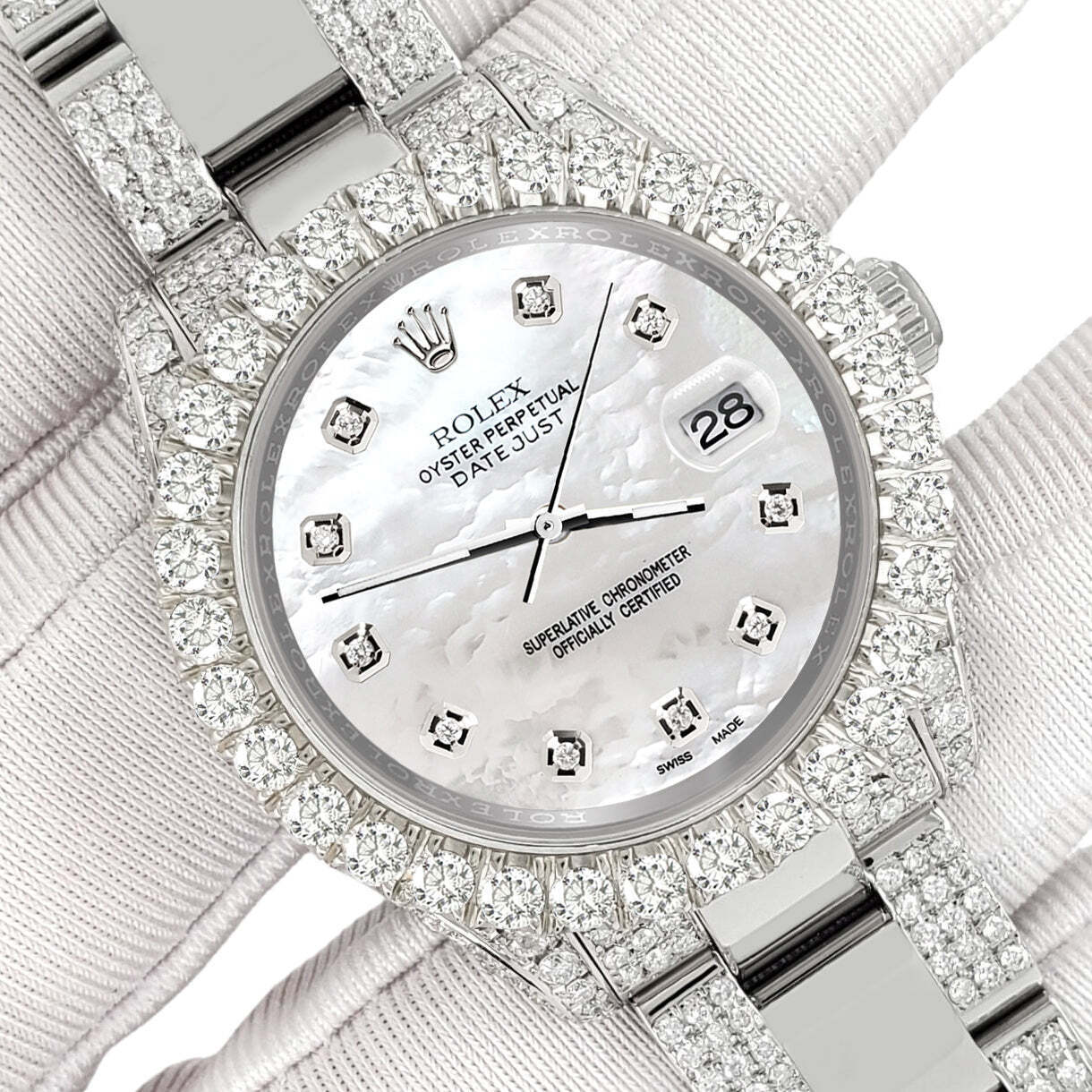 title:Rolex Datejust 31mm Pave 7.2ct Iced Diamond White MOP Watch  TFJ-142508487;color:not applicable