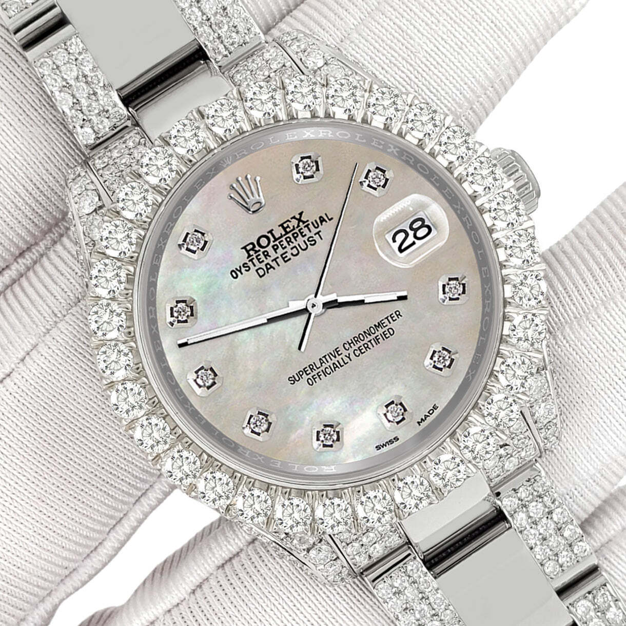 title:Rolex Datejust 31mm Pave 7.2ct Iced Diamond Champagne MOP Watch  TFJ-142508432;color:not applicable