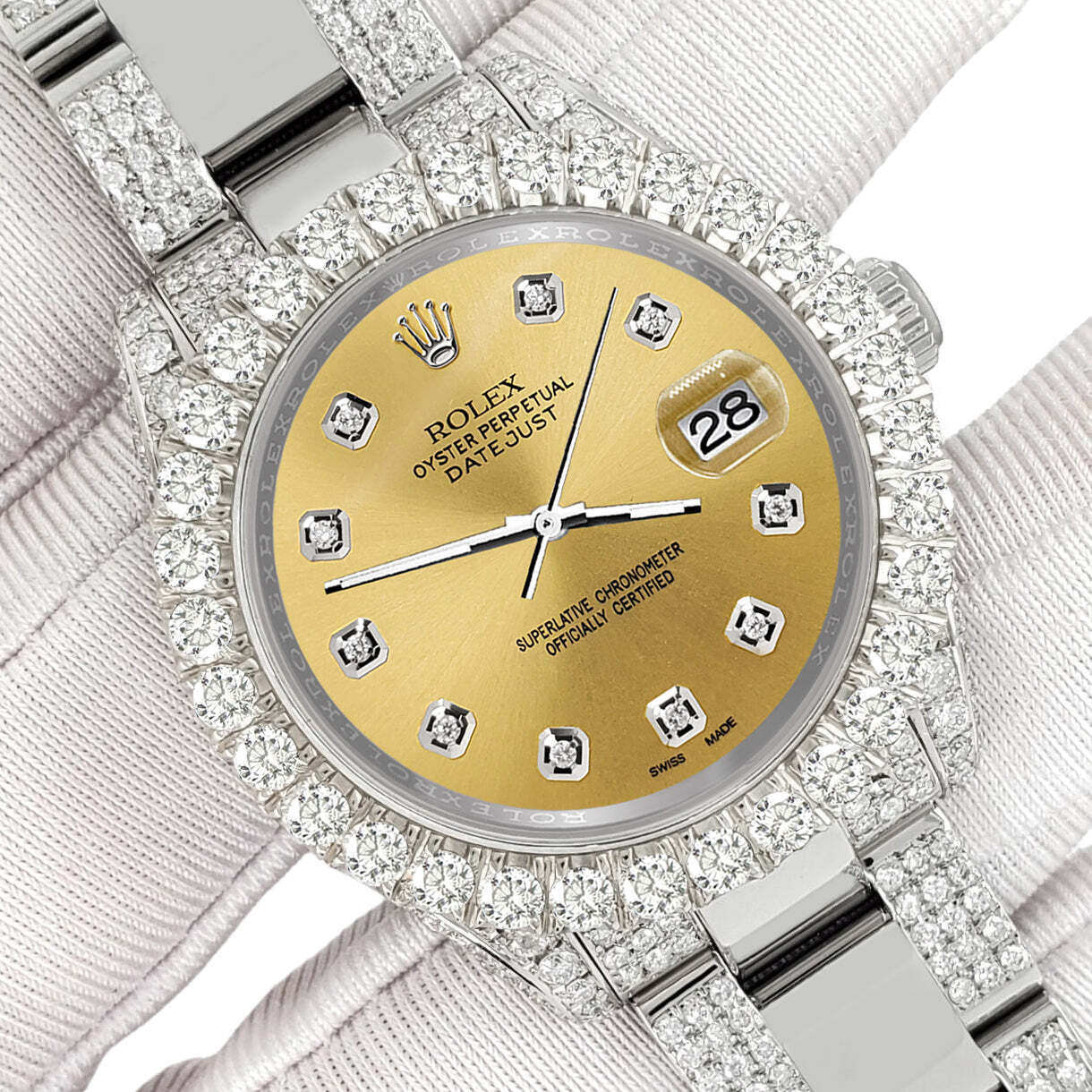 title:Rolex Datejust 31mm Pave 7.2ct Iced Diamond Champagne Watch  TFJ-142508431;color:not applicable