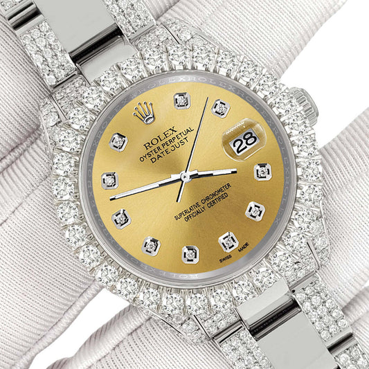 title:Rolex Datejust 31mm Pave 7.2ct Iced Diamond Champagne Watch  TFJ-142508431;color:not applicable