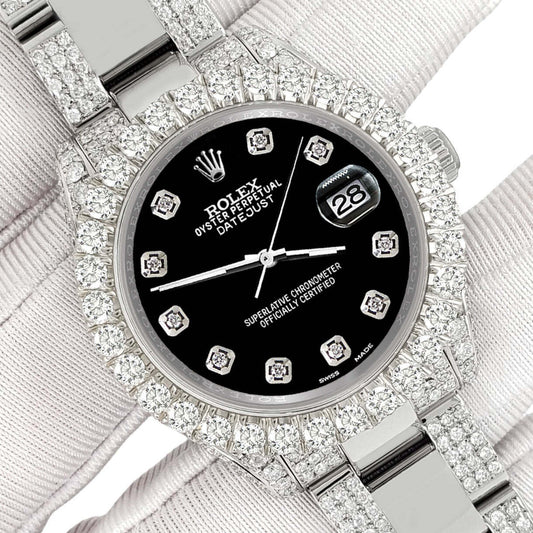 title:Rolex Datejust 31mm Pave 7.2ct Iced Diamond Black Watch  TFJ-142508429;color:not applicable