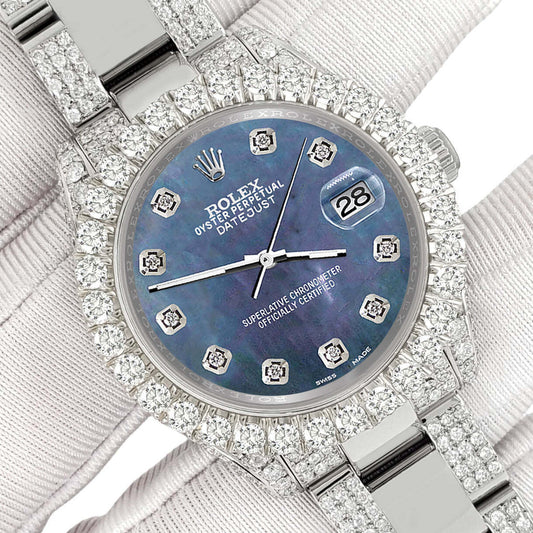 title:Rolex Datejust 31mm Pave 7.2ct Iced Diamond Black Pearl Watch  TFJ-142508427;color:not applicable