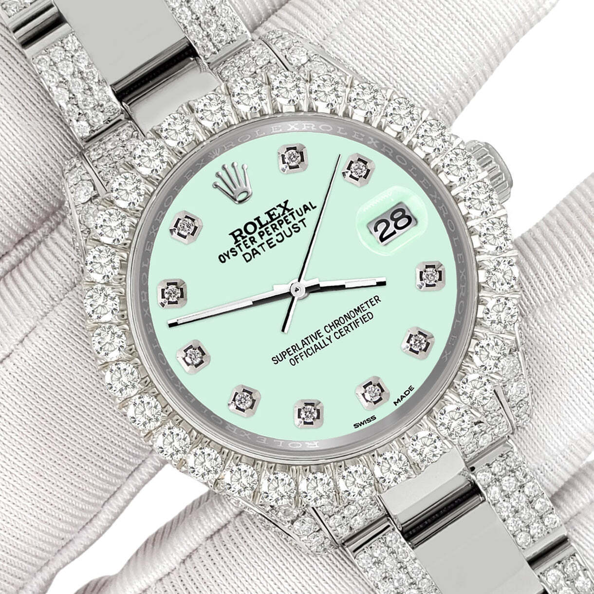 title:Rolex Datejust 31mm Pave 7.2ct Iced Diamond Malachite Watch  TFJ-142508424;color:not applicable