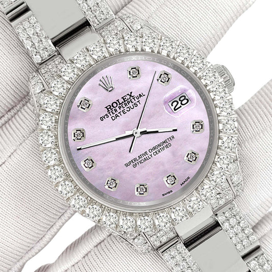 title:Rolex Datejust 31mm Pave 7.2ct Iced Diamond Pink Pearl Watch 178240 TFJ-142508414;color:not applicable