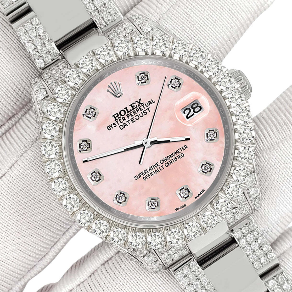 title:Rolex Datejust 31mm Pave 7.2ct Iced Diamond Royal Pink MOP Watch  TFJ-142508486;color:not applicable