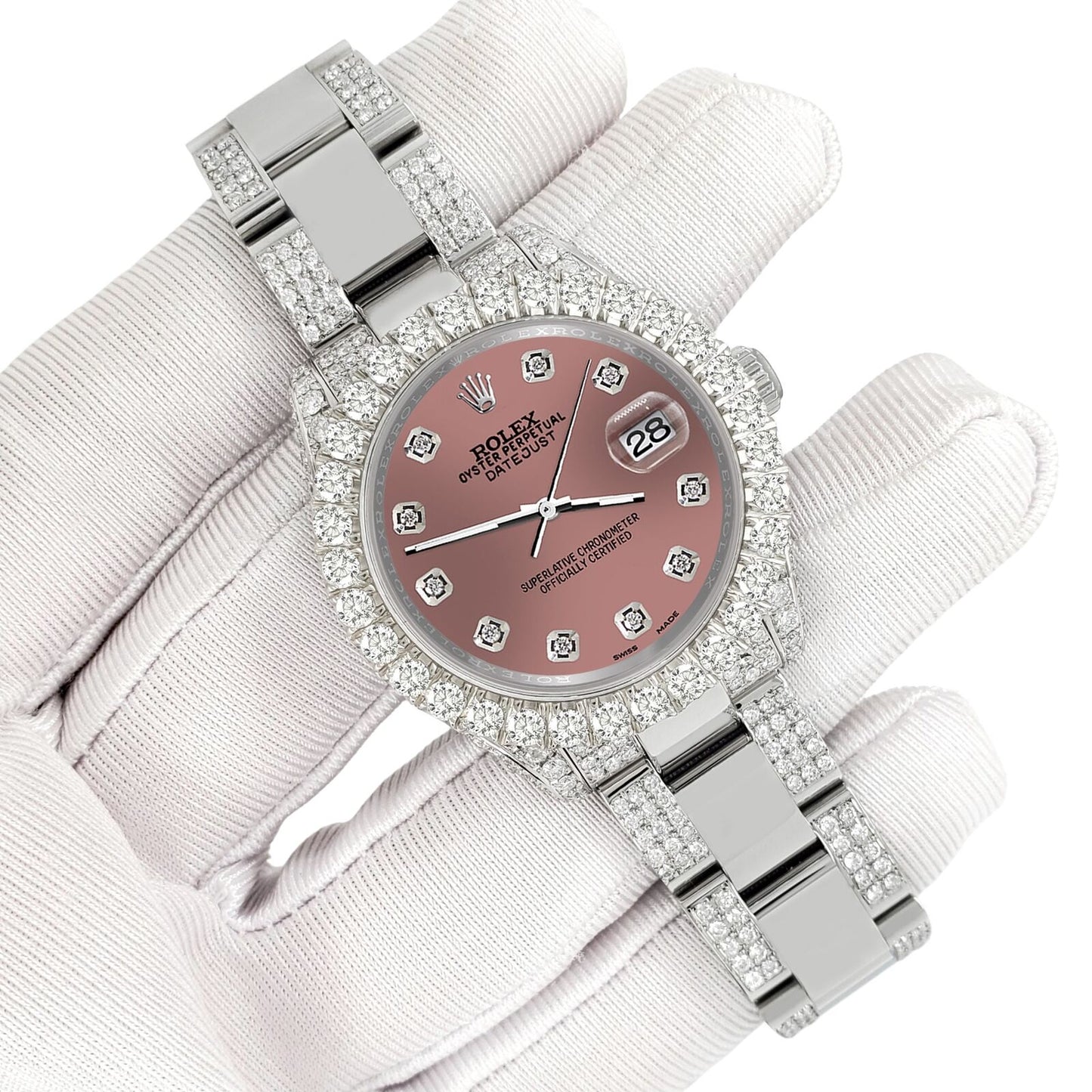 title:Rolex Datejust 31mm Pave 7.2ct Iced Diamond Salmon Watch  TFJ-142508485;color:not applicable