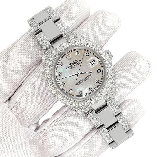 title:Rolex Datejust 31mm Pave 7.2ct Iced Diamond Champagne MOP Track Watch  TFJ-142508475;color:not applicable