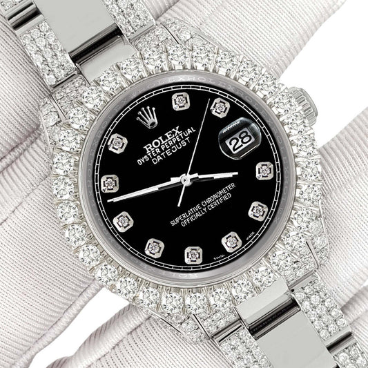 title:Rolex Datejust 31mm Pave 7.2ct Iced Diamond Black Track Watch 178240 TFJ-142508472;color:not applicable