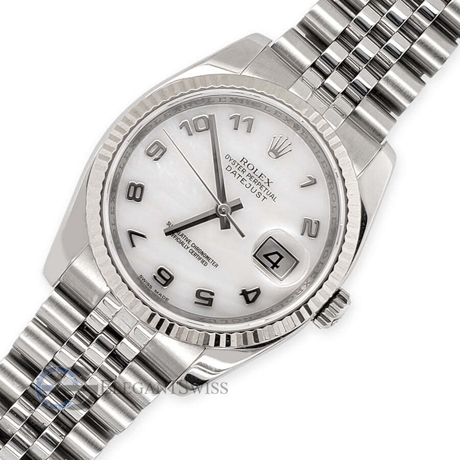 title:Rolex Datejust 36MM Factory White MOP Arabic Dial White Gold Fluted Bezel Watch TFJ-142508471;color:not applicable