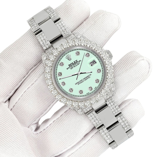 title:Rolex Datejust 31mm Pave 7.2ct Iced Diamond Malachite Track Watch  TFJ-142508408;color:not applicable