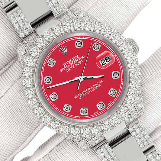 title:Rolex Datejust 31mm Pave 7.2ct Iced Diamond Scarlet Red Track Watch  TFJ-142508451;color:not applicable