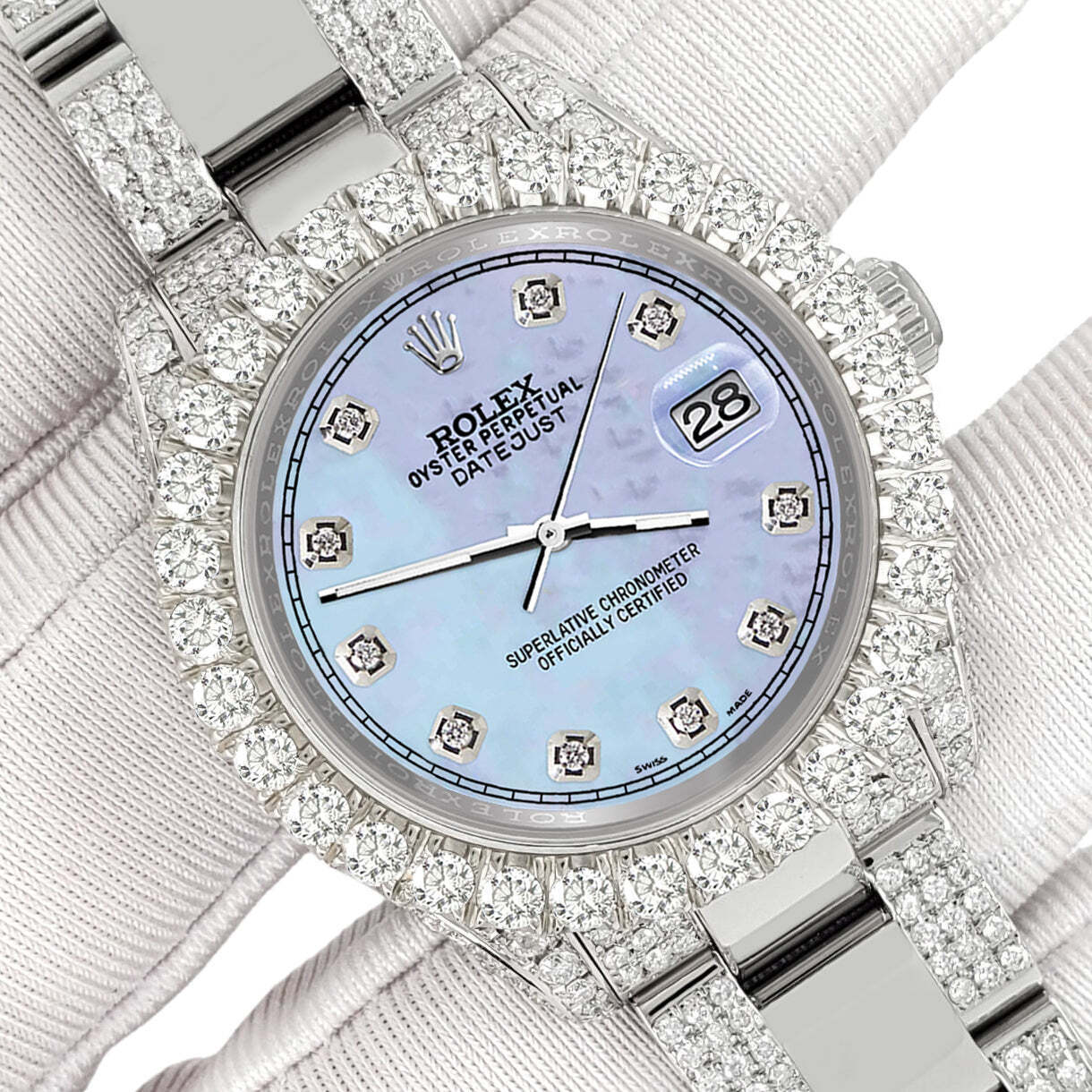 title:Rolex Datejust 31mm Pave 7.2ct Iced Diamond Purple MOP Track Watch  TFJ-142508447;color:not applicable