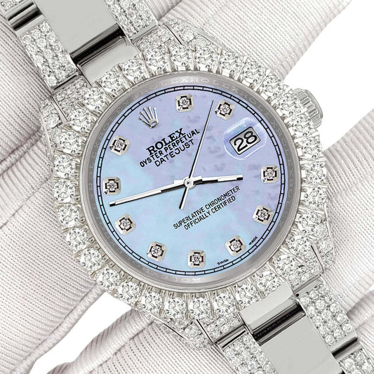 title:Rolex Datejust 31mm Pave 7.2ct Iced Diamond Purple MOP Track Watch  TFJ-142508447;color:not applicable