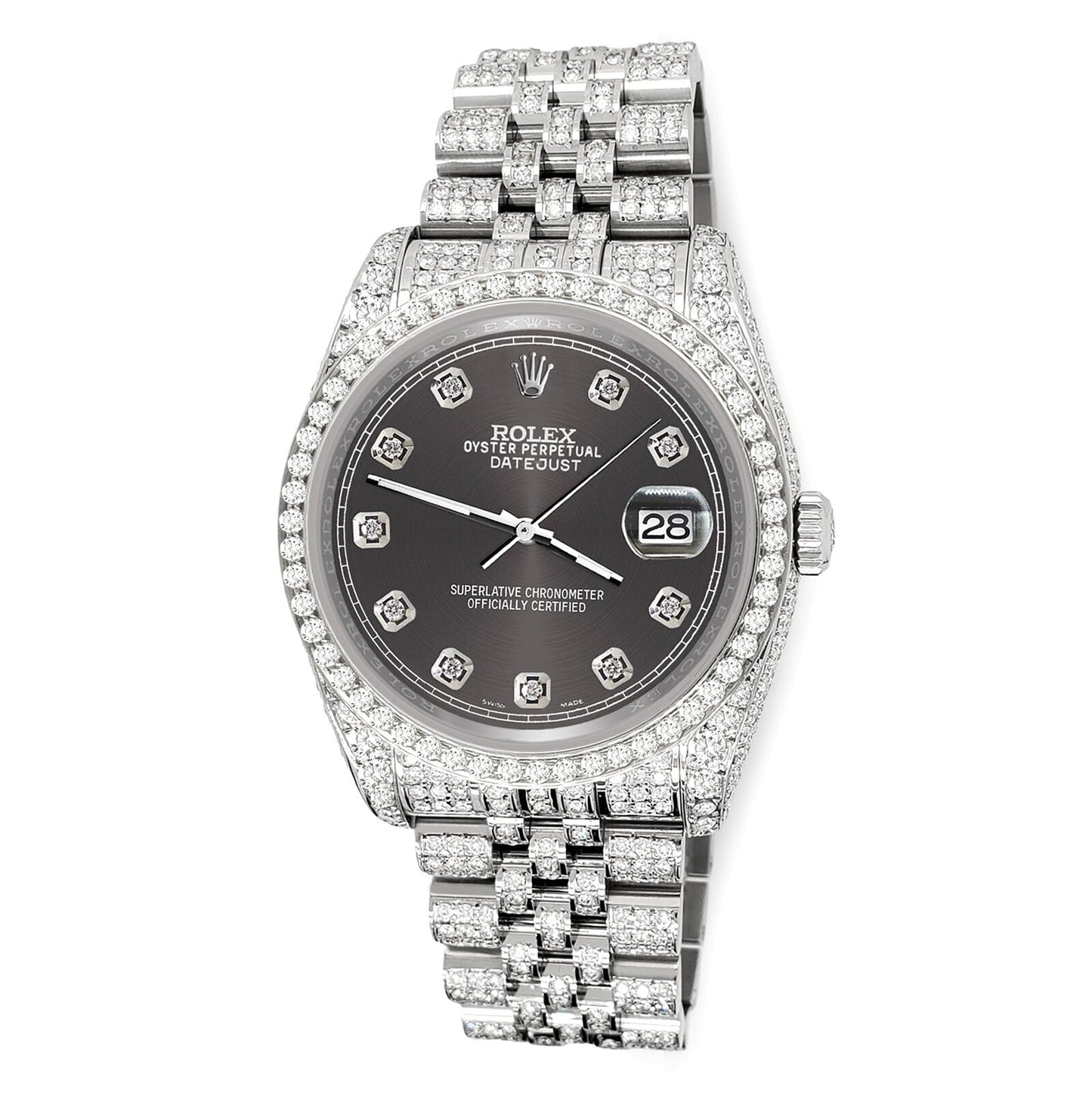 title:Rolex Datejust 36mm 10.2ct Diamond Rhodium Gray Jubilee Watch  TFJ-142508398;color:not applicable