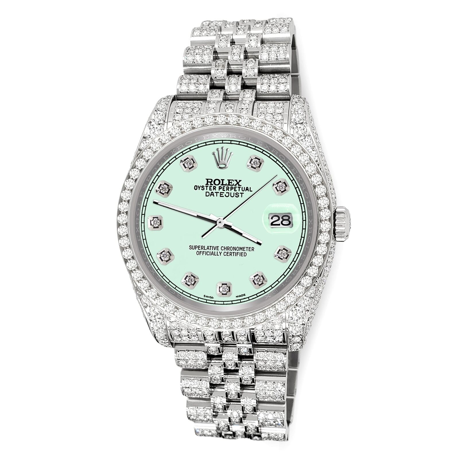 title:Rolex Datejust 36mm 10.2ct Diamond Malachite Track Jubilee Watch  TFJ-142508381;color:not applicable