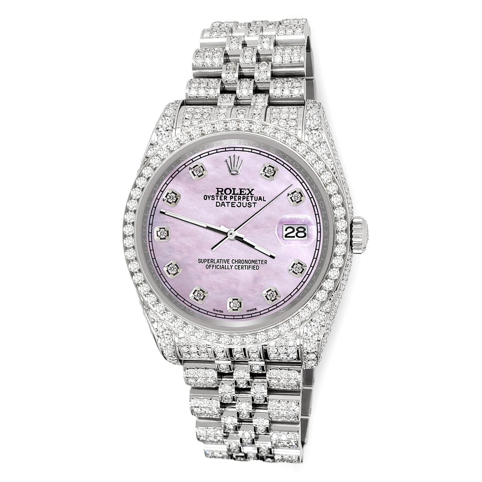 title:Rolex Datejust 36mm 10.2ct Diamond Pink Pearl Track Jubilee Watch  TFJ-142508376;color:not applicable