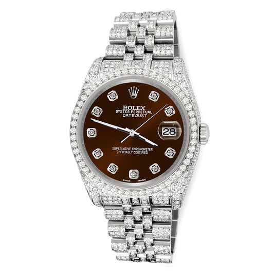 title:Rolex Datejust 36mm 10.2ct Iced Diamond Chocolate Jubilee Watch  TFJ-142508333;color:not applicable