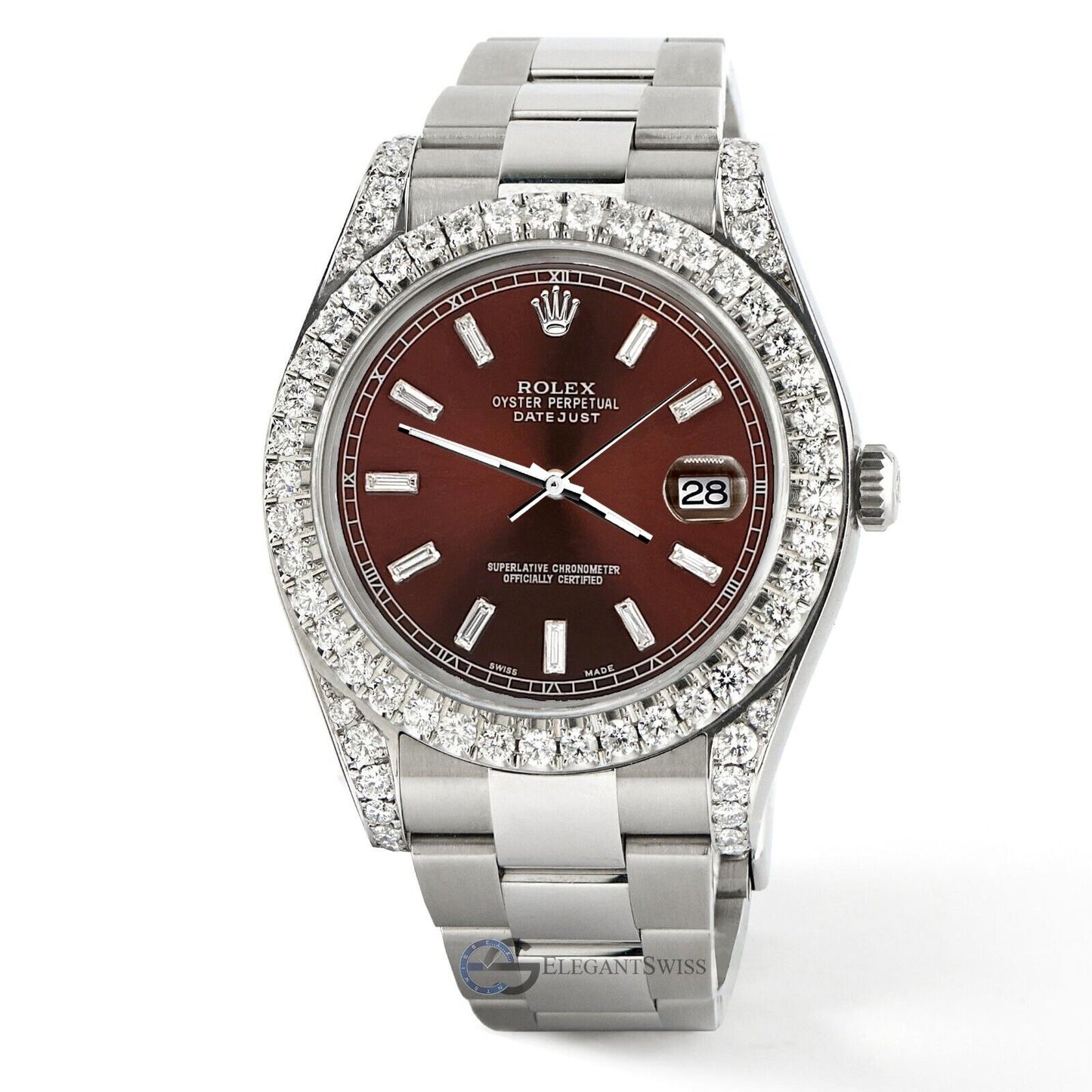 title:Rolex Datejust 41 4.4CT Diamond Bezel/Lugs/Chocolate Baguette  TFJ-142508241;color:not applicable