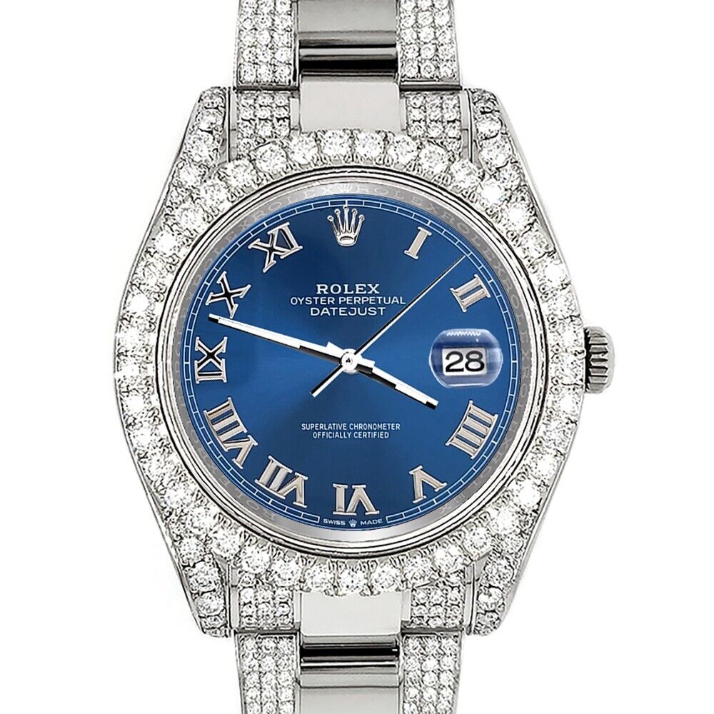 title:Rolex Datejust II 41mm 8.3ct Diamond Bezel/Lugs/Bracelet/Blue Roman Dial Watch TFJ-142508227;color:not applicable