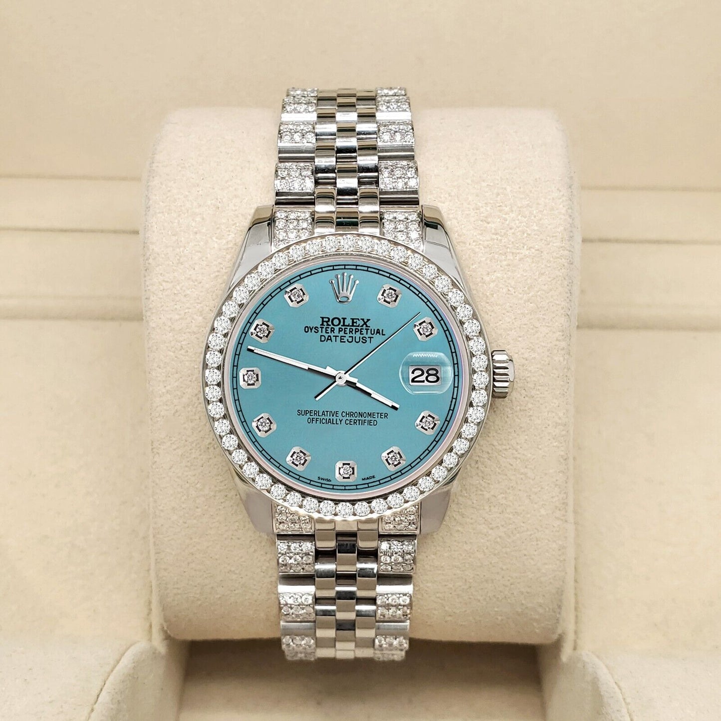 title:Rolex Datejust 31mm 3.30ct Diamond Bezel/Bracelet/Turquoise Dial Watch  TFJ-142508204;color:not applicable