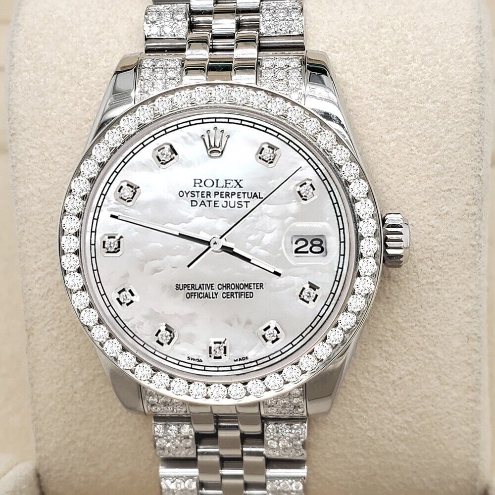 title:Rolex Datejust Midsize 31mm 3.3ct Diamond Bezel/Bracelet/White MOP Dial Watch TFJ-142508208;color:not applicable