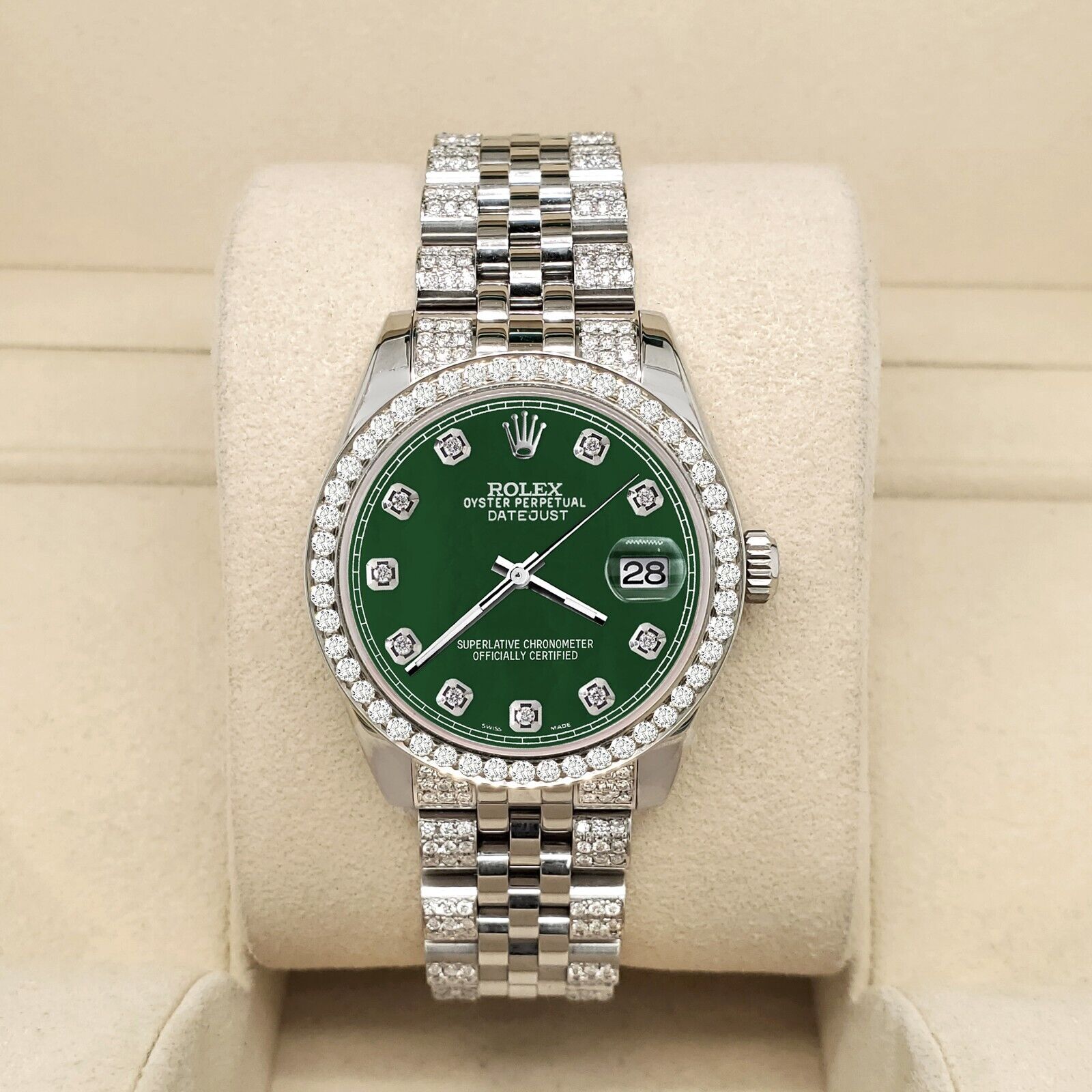 title:Rolex Datejust Midsize 31mm 3.3ct Diamond Bezel/Bracelet/Forest Green Dial Watch TFJ-142508195;color:not applicable