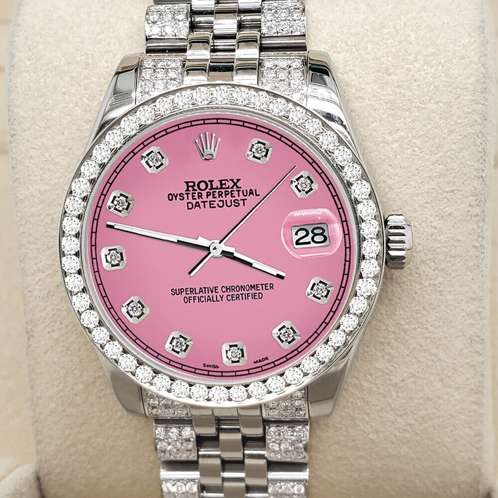 title:Rolex Datejust 31mm 3.30ct Diamond Bezel/Bracelet/Hot Pink Dial Watch  TFJ-142508194;color:not applicable