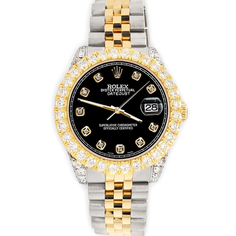 title:Rolex Datejust 31mm 2-Tone  Watch 4.4ct Diamond Black Dial/Bezel/Case/Lugs TFJ-142508093;color:not applicable