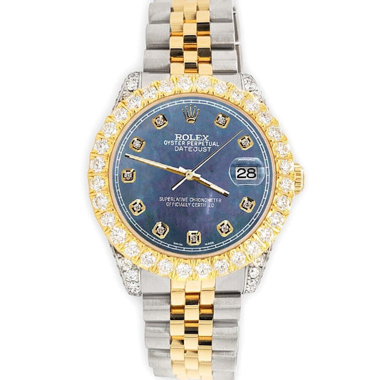 title:Rolex Datejust 31mm 2-Tone Watch 4.4ct Diamond Black Pearl Dial/Bezel/Case/Lugs TFJ-142508091;color:not applicable