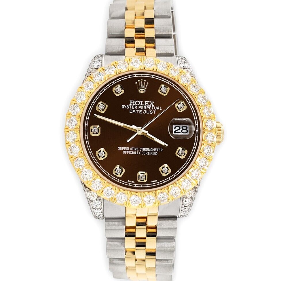 title:Rolex Datejust 31mm 2-Tone Watch 4.4ct Diamond Chocolate Dial/Bezel/Case/Lugs TFJ-142508089;color:not applicable