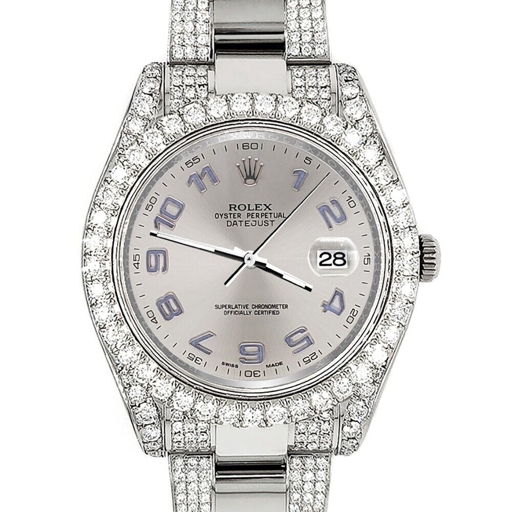 title:Rolex Datejust II 41mm 8.3ct Diamond Bezel/Lugs/Bracelet/Silver Watch  TFJ-142508010;color:not applicable