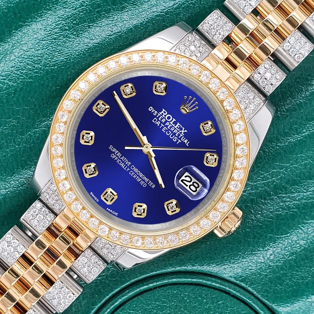 title:Rolex Datejust 31mm 2-Tone Watch 3.56ct Diamond Navy Blue Dial/Bezel/Bracelet TFJ-142507991;color:not applicable