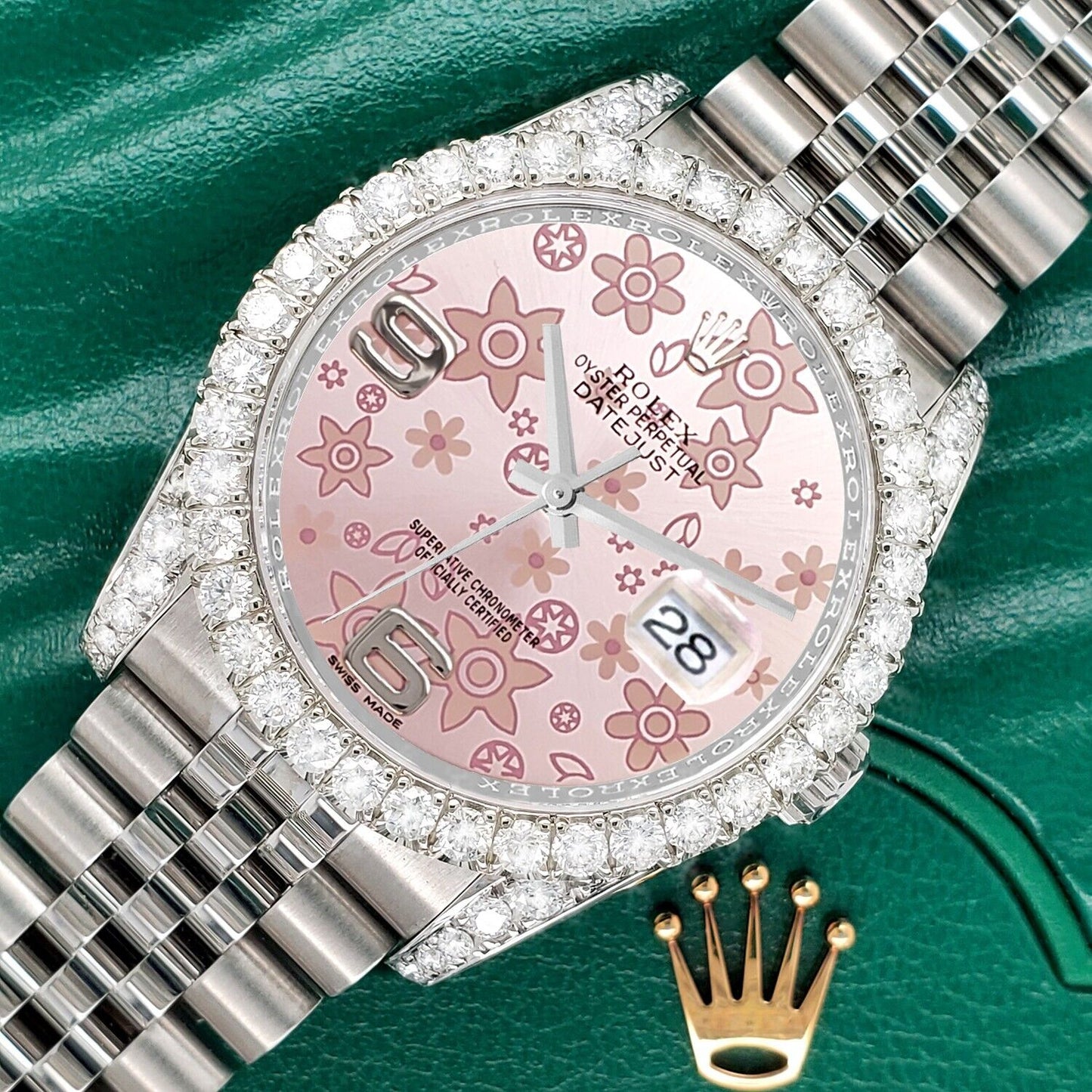 title:Rolex Datejust 116200 36mm 3.9CT Diamond Bezel/Lugs/Pink Floral Dial Steel Watch TFJ-142507976;color:not applicable