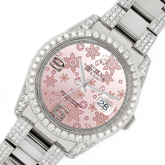 title:Rolex Datejust 36mm 5.9ct Diamonds Watch with Pink Floral Dial   TFJ-142507963;color:not applicable