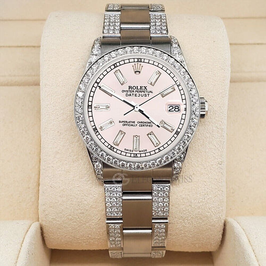 title:Rolex Datejust   Diamonds With Orchid Pink Baguette Dial Steel Watch TFJ-142507920;color:not applicable