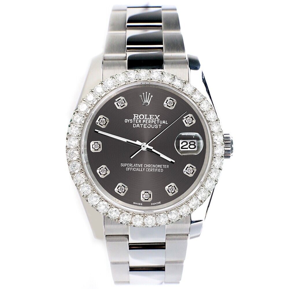 title:Rolex Datejust   Diamond Bezel/Rhodium Gray Diamond Dial Watch TFJ-142507909;color:not applicable