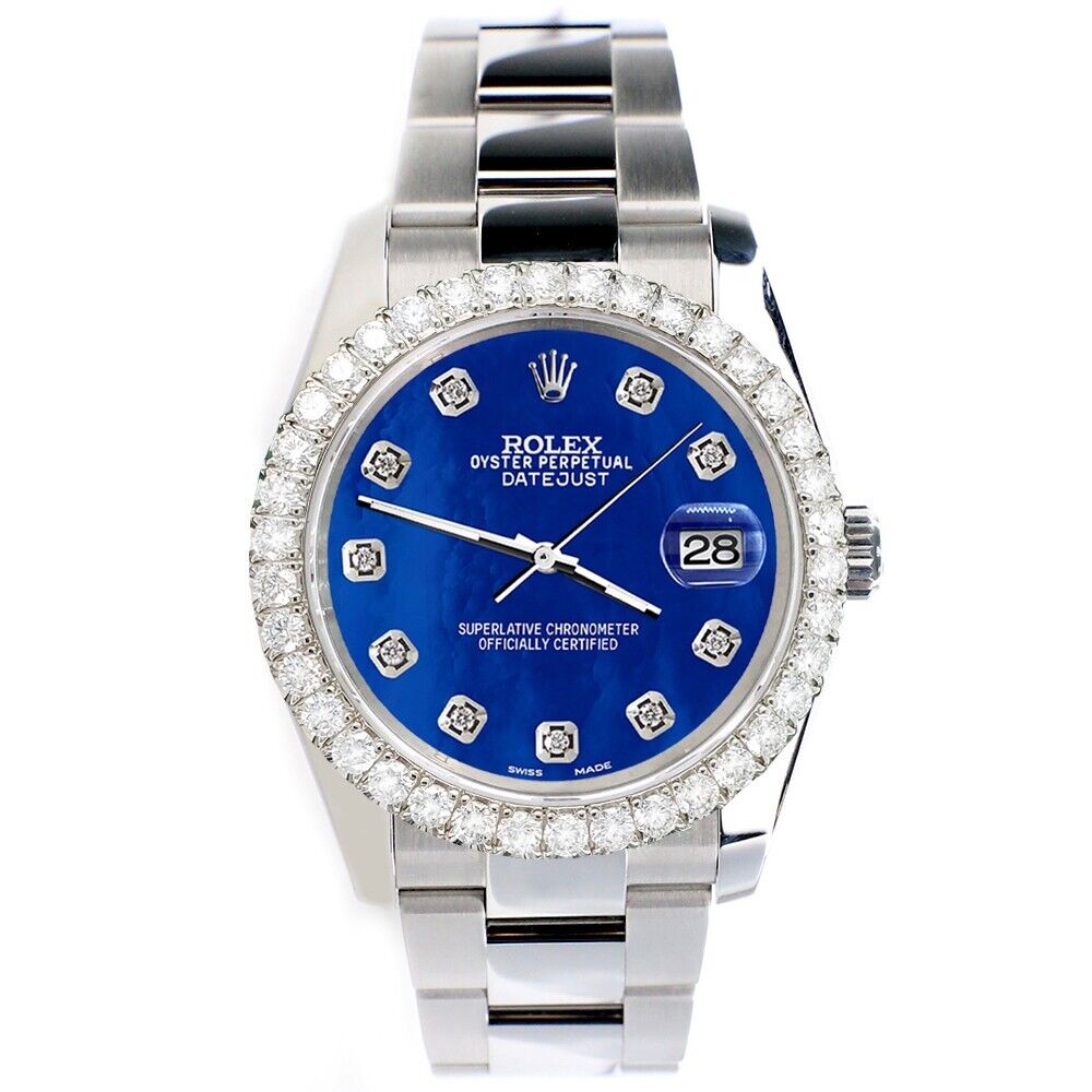 title:Rolex Datejust   Royal Blue MOP Dial with Custom Diamond Bezel   TFJ-142507929;color:not applicable