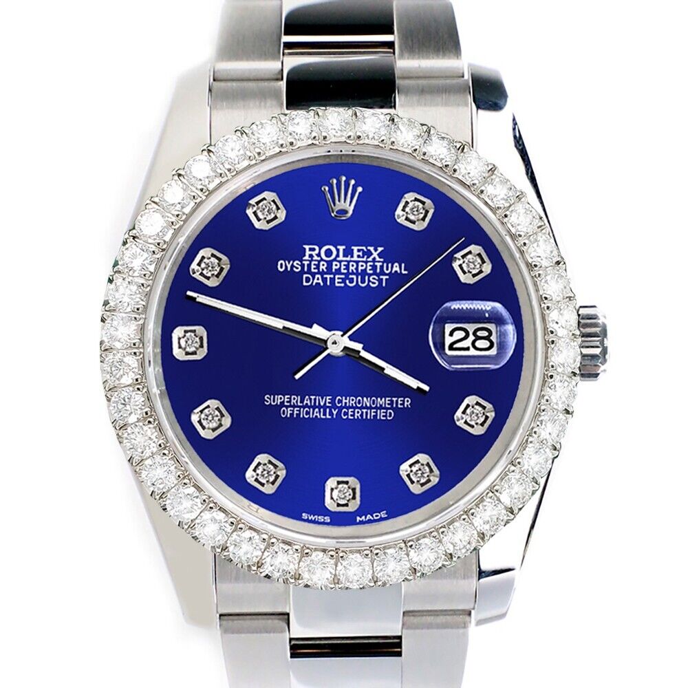 title:Rolex Datejust  Navy Blue Dial with Custom Diamond Bezel   TFJ-142507906;color:not applicable