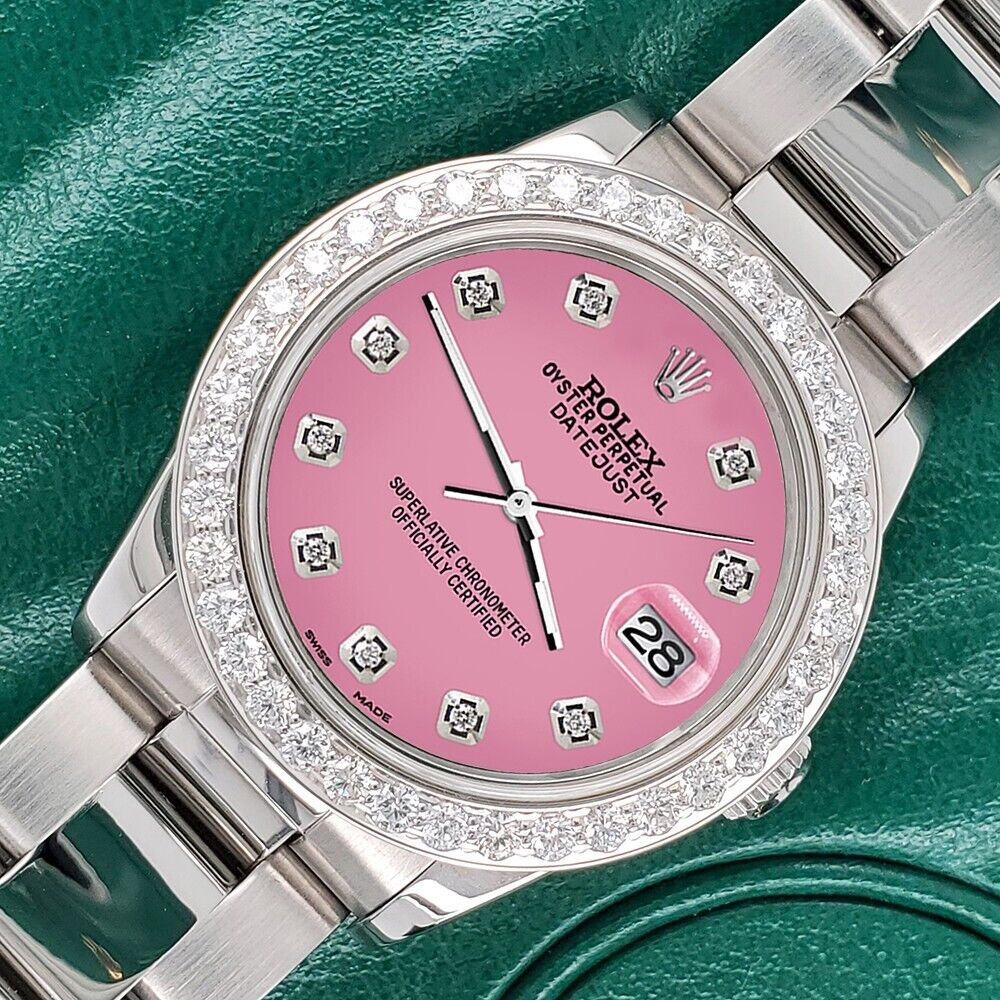 title:Rolex Datejust Midsize 31mm 1.52ct Bezel/Hot Pink Diamond Dial Oyster Watch TFJ-142507876;color:not applicable