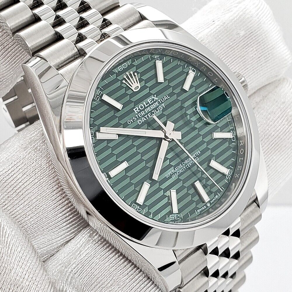 title:Rolex Datejust 41 126300 Green Motif Index Dial Steel Watch 2021 Box Papers TFJ-142507880;color:not applicable