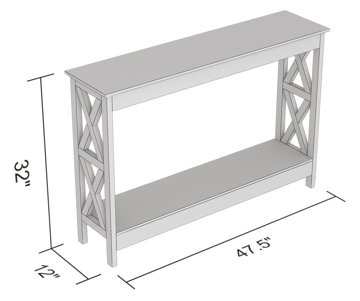 Safdie & Co. Console Table 47.25" Dark Grey 1 Shelf, Entryway or Sofa Table for Living Room