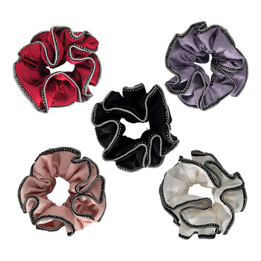 title:MEDIUM CRYSTAL TRIM SCRUNCHIES BUNDLE OF 5;color:assorted